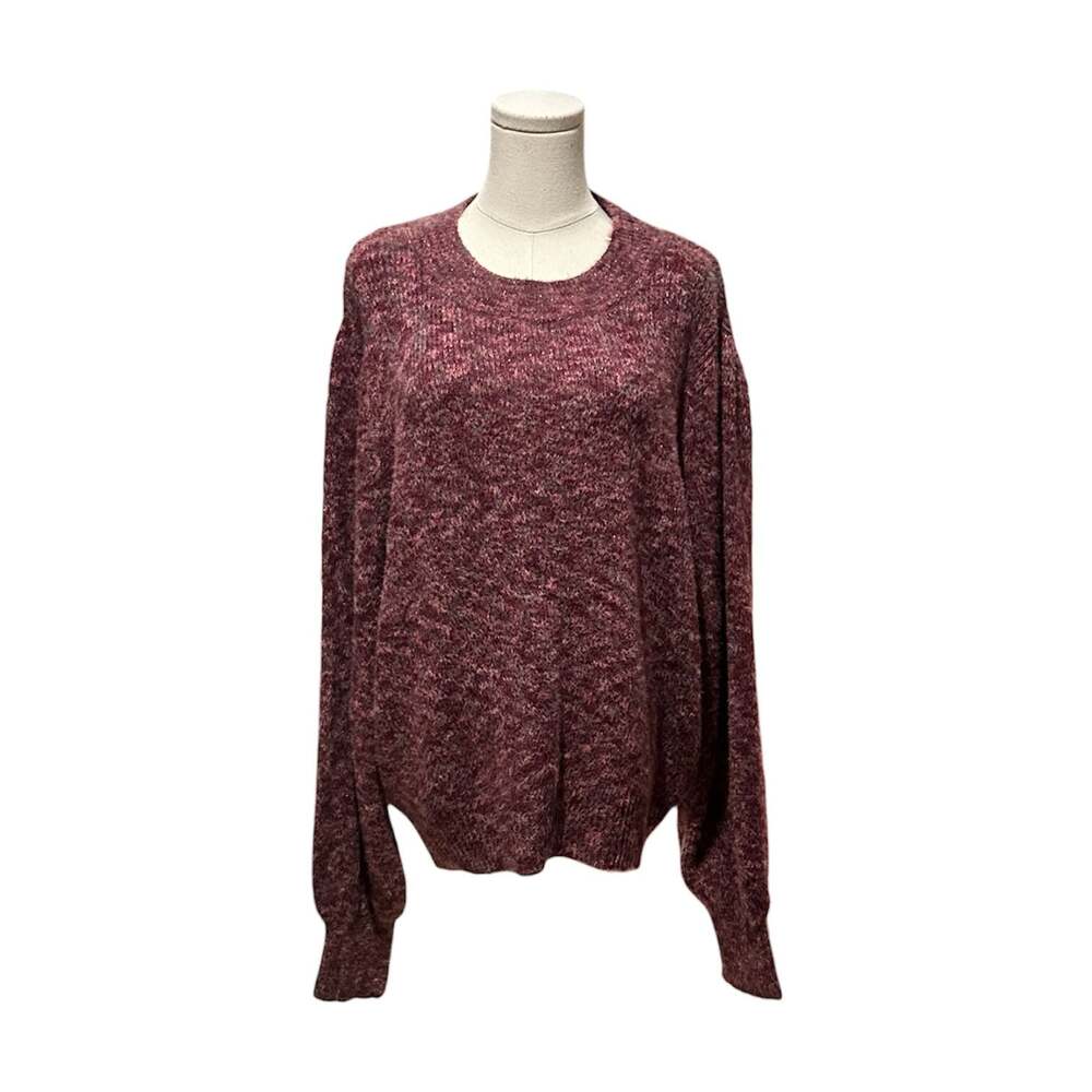 Time and Tru Women's Puff Shoulder Crew Neck Sweater, XXXL/3XG